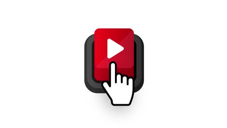 el icono de reproducción de video, los botones rojos se firman en fondo blanco. gráficos en movimiento.