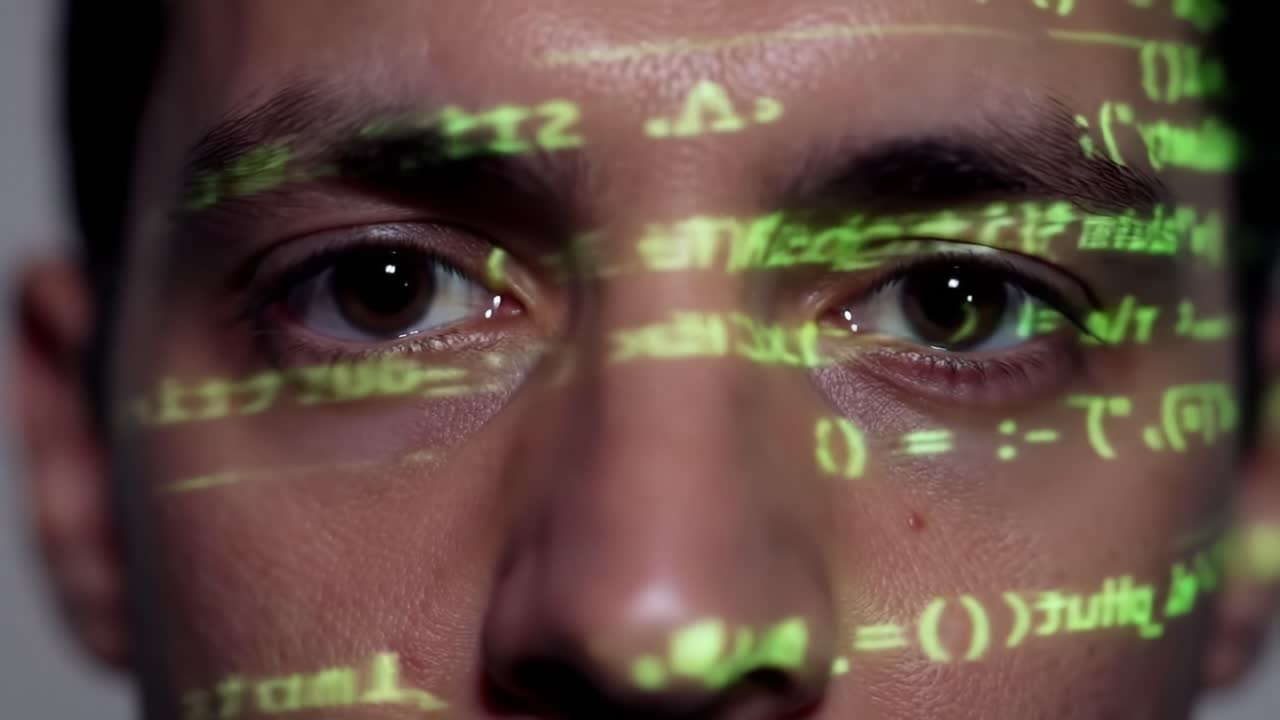 Exploring the Intersection of Human Insight and Technology: A Face Illuminated by Code in an Era of Digital Transformation and Innovation