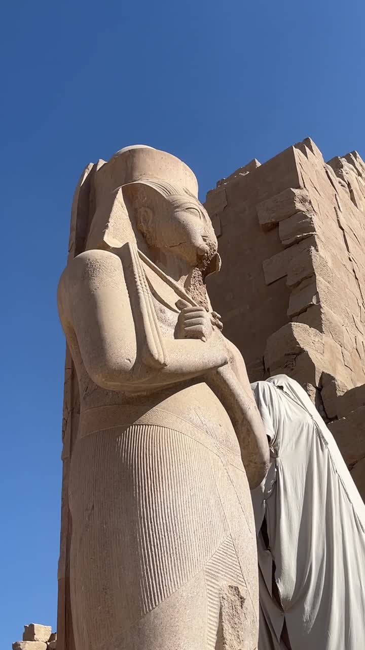 A view of an ancient statue, low angle shot