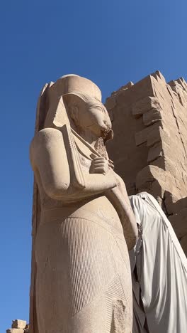 a view of an ancient statue, low angle shot