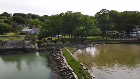 aerial footage of luxury waterfront properties in new england