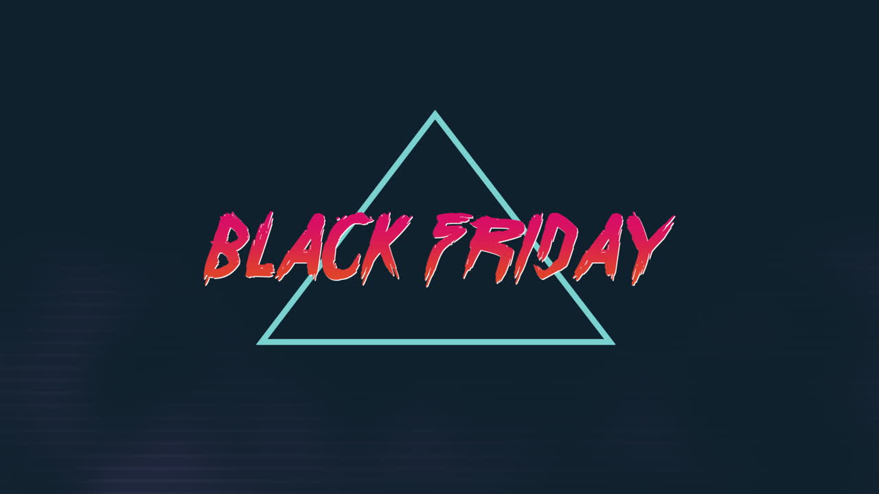 블루 그라데이션에 네온 삼각형이 있는 검은 금요일