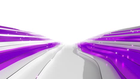 abstract background from a wavy stepped surface. white and purple steps. abstract background for business presentation. fiber optic transmitting signals over the surface. 3d animation of seamless loop