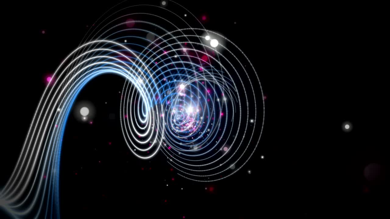 Futuristic animation with stripe object and flickering particles in slow motion, 4096x2304 loop 4K