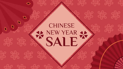 Chinese New Year Sale Banner with Red Fans