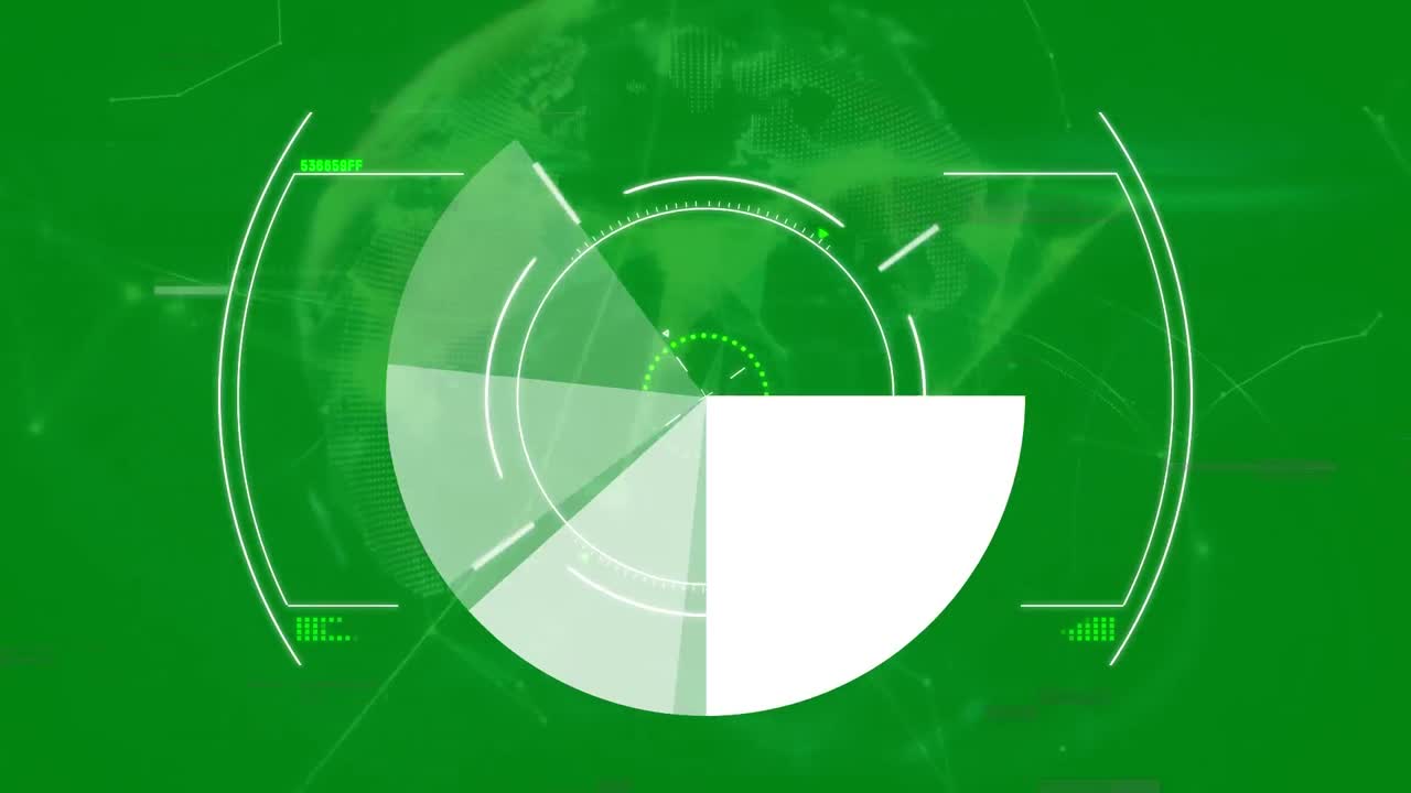Animation of scope scanning and globe on green background