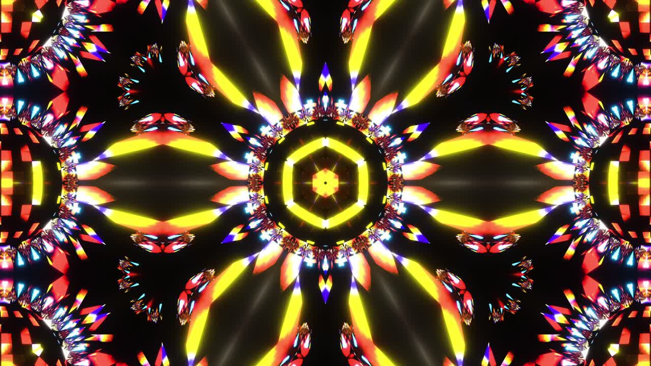 Caleidoscópio Neon de Bola de Discoteca em Loop VJ. Animação contínua
