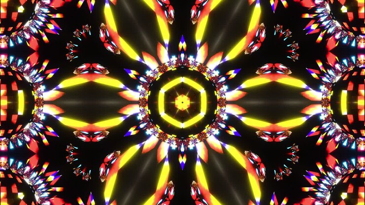 Vj Loop Disco Ball Neon Kaleidoscope. Seamless animation.