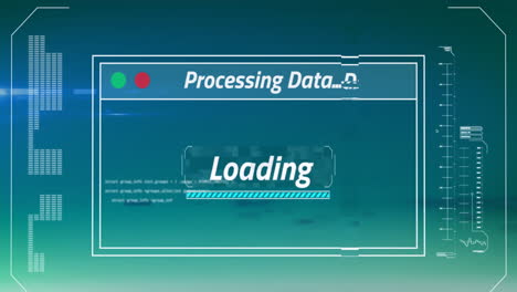 animación del procesamiento de datos sobre fondo azul