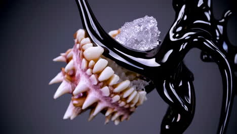 intricate shell and liquid resin art
