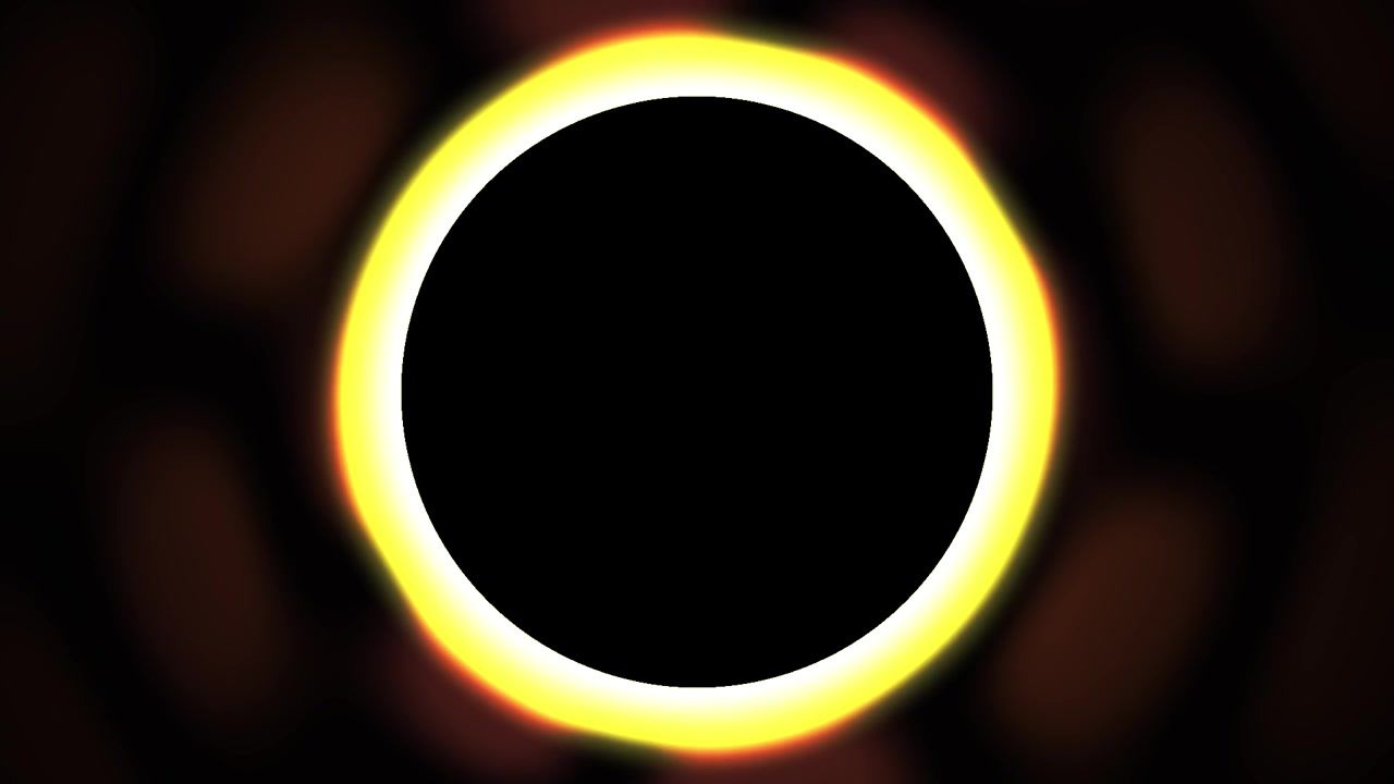 Abstract Glowing Yellow Ring Pulsing Against Dark Background