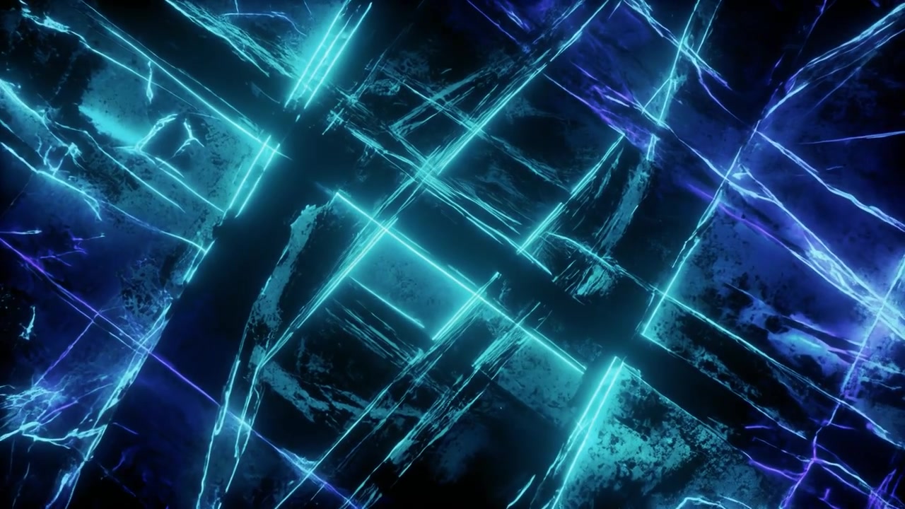 Sfondo Astratto con Linee Neon Blu Luminose e Texture Screpolata