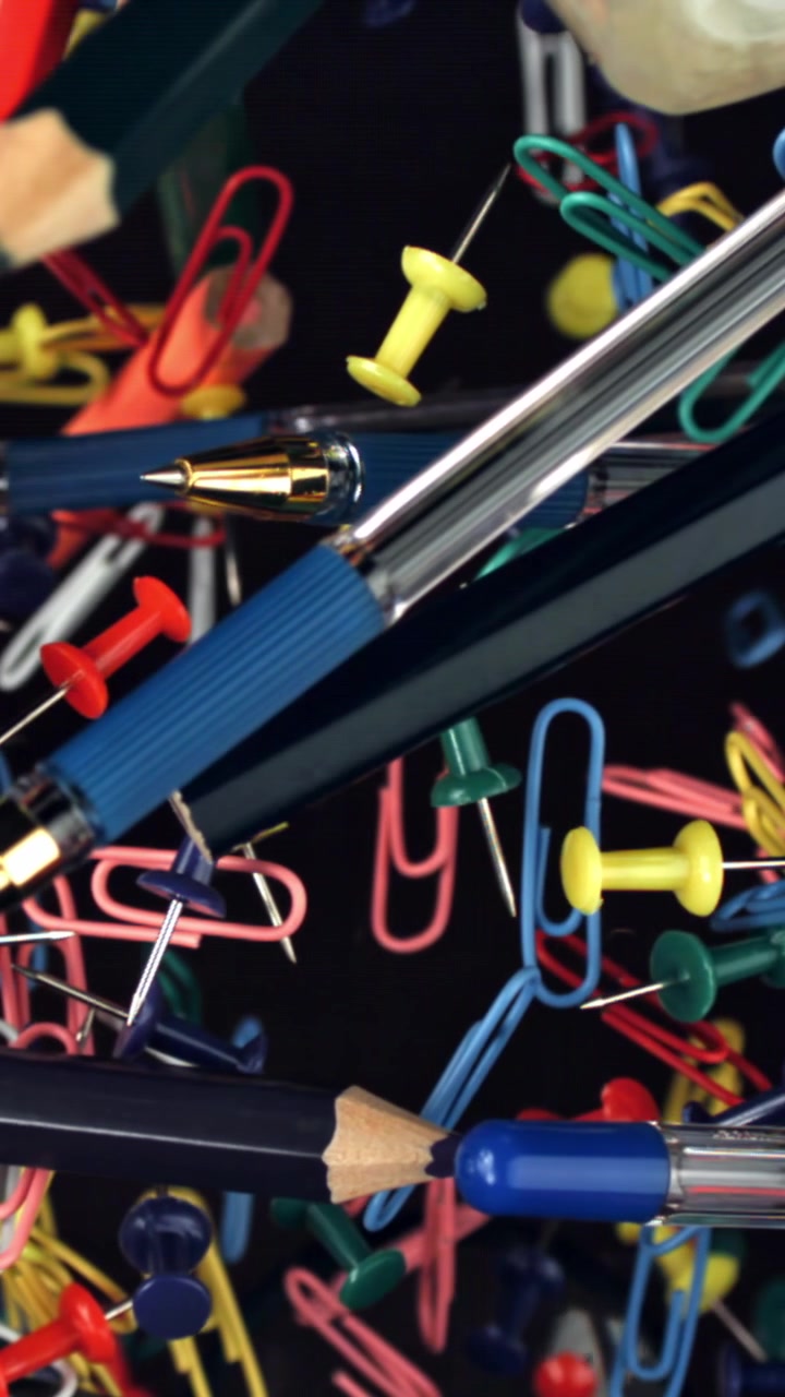 Close-up of Colorful Stationery and Office Supplies