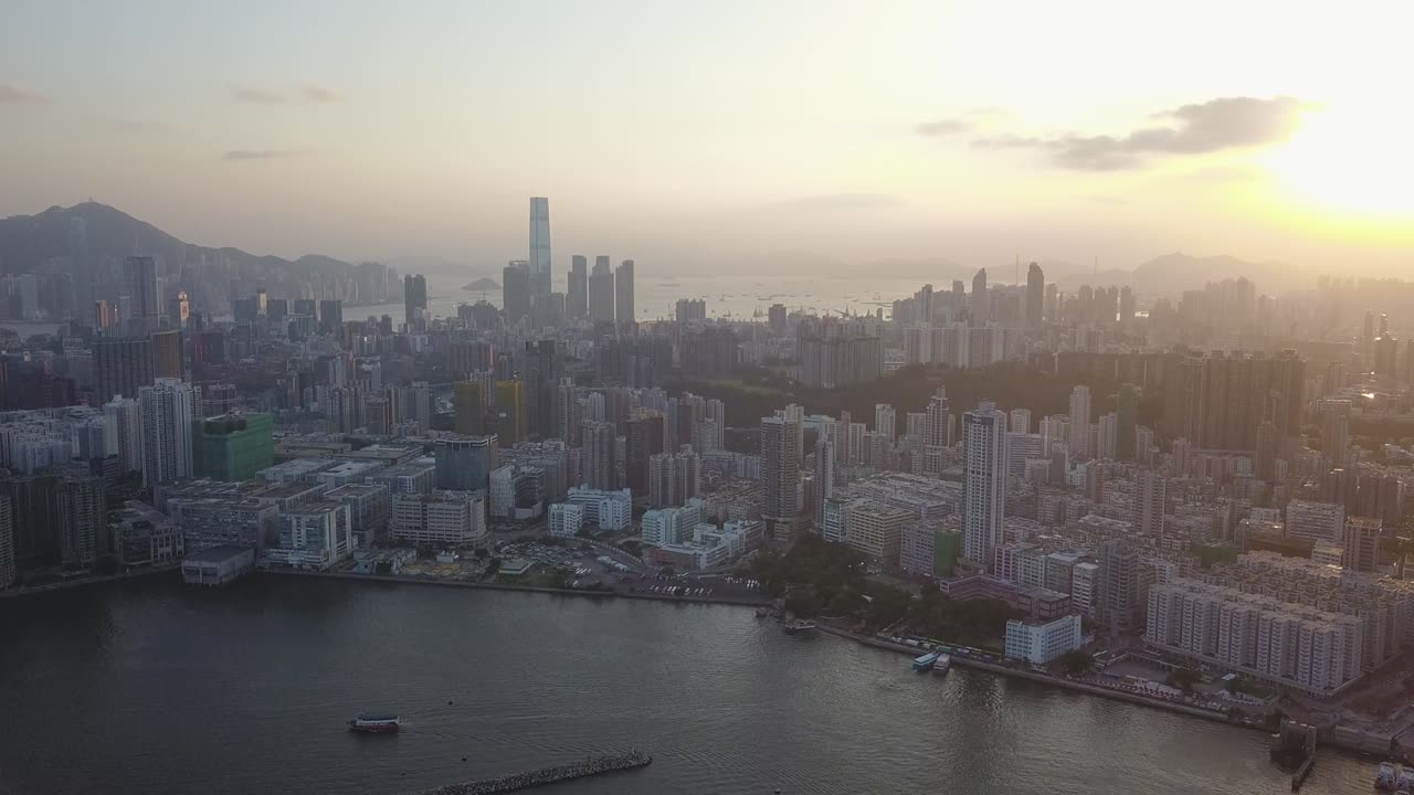 imagen aérea del distrito de kowloon en hong kong