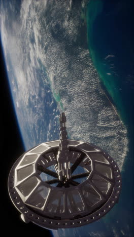 futuristic space station orbiting earth