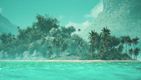 isla tropical con palmeras y agua azul