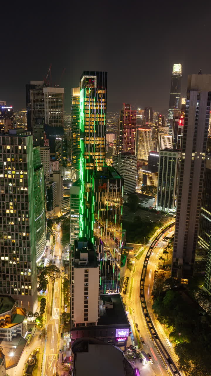 Kuala Lumpur petronas towers and skyline in vertical