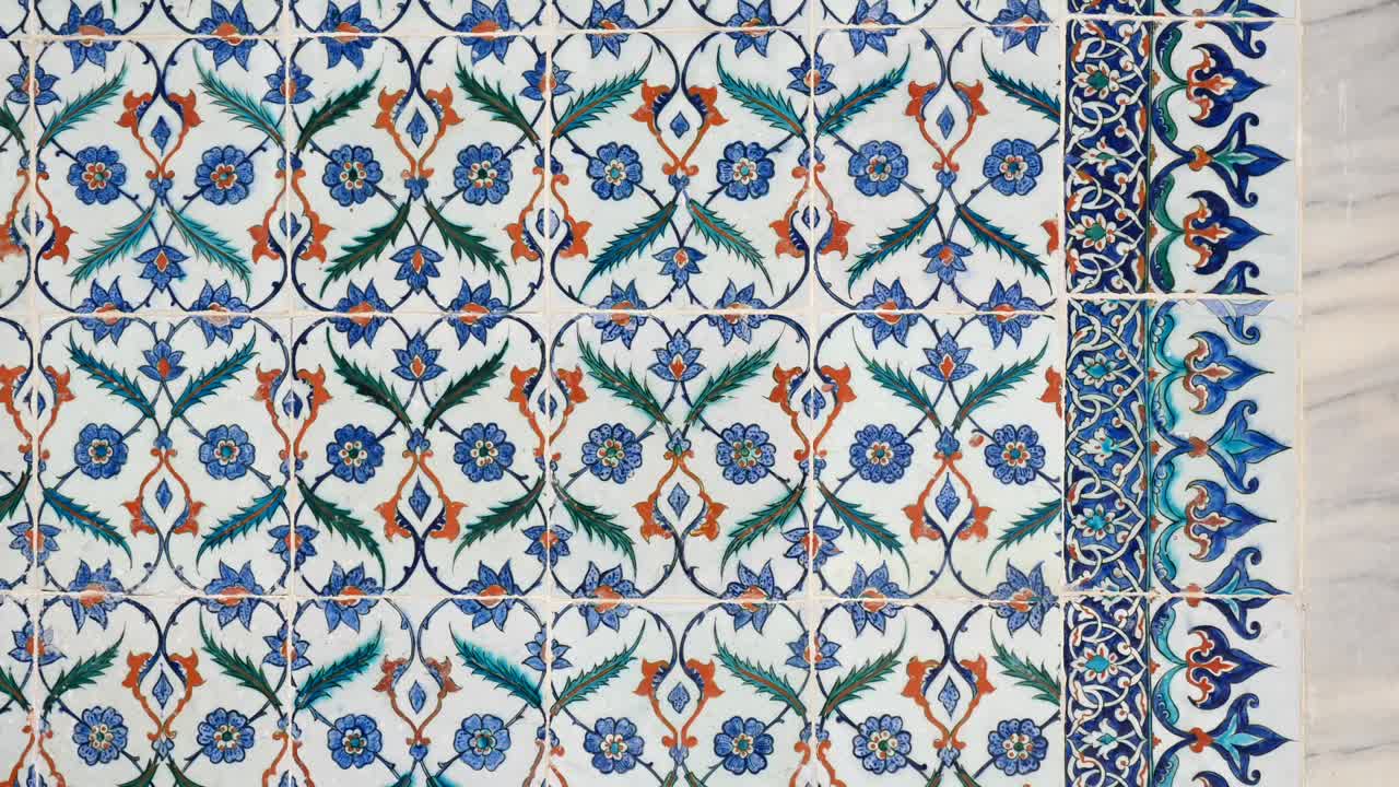Ornamental Tiles with Floral and Geometric Patterns