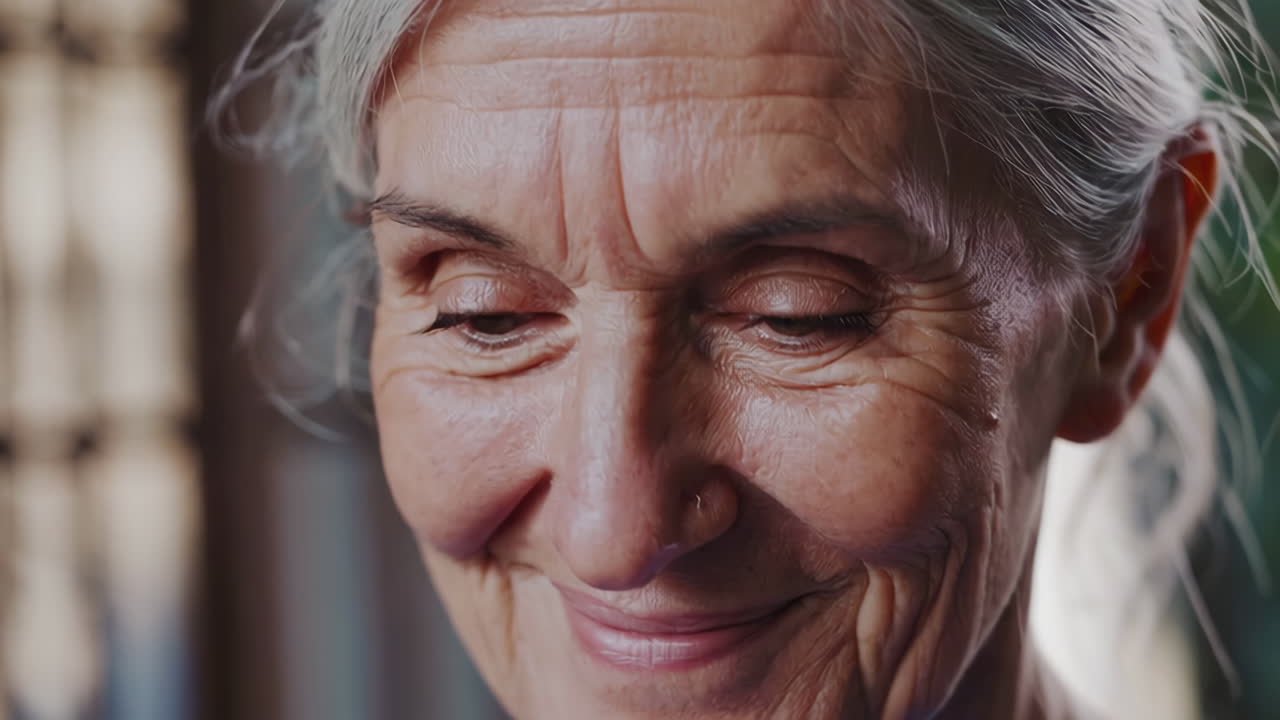 retrato en primer plano de una mujer mayor sonriente