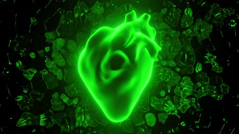 glowing green heart abstract