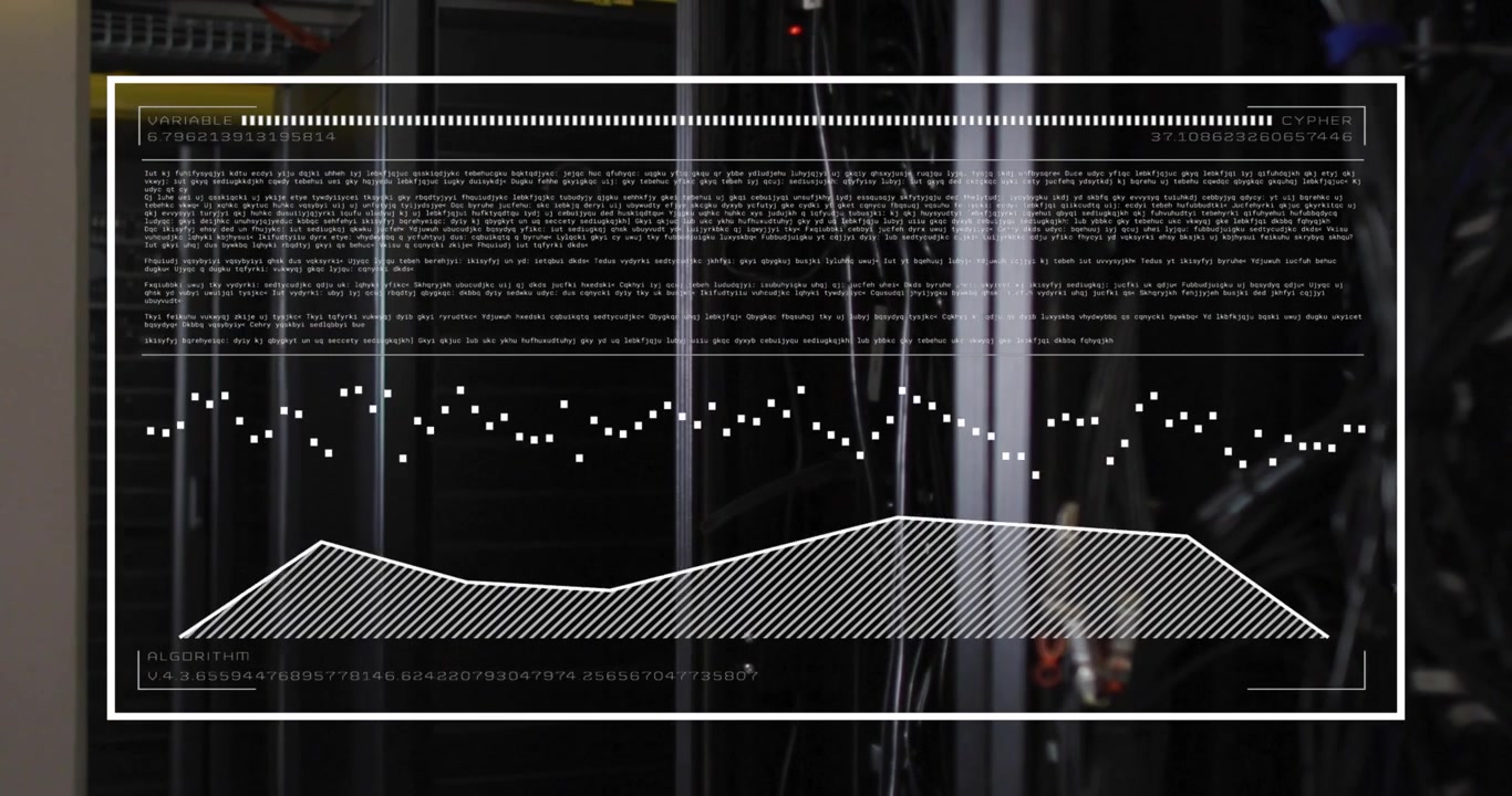 Server rack and cables starting overlay drawing waveform, rising chart, filling bars, showing data