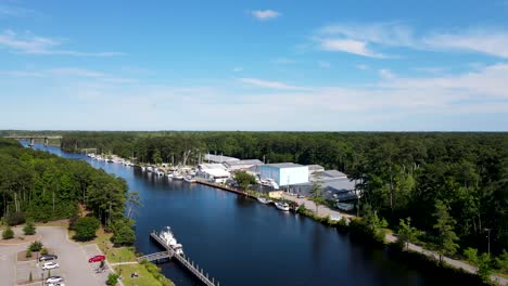 vista aérea del pedestal junto al muelle a lo largo de la vía fluvial intercostera en chesapeake