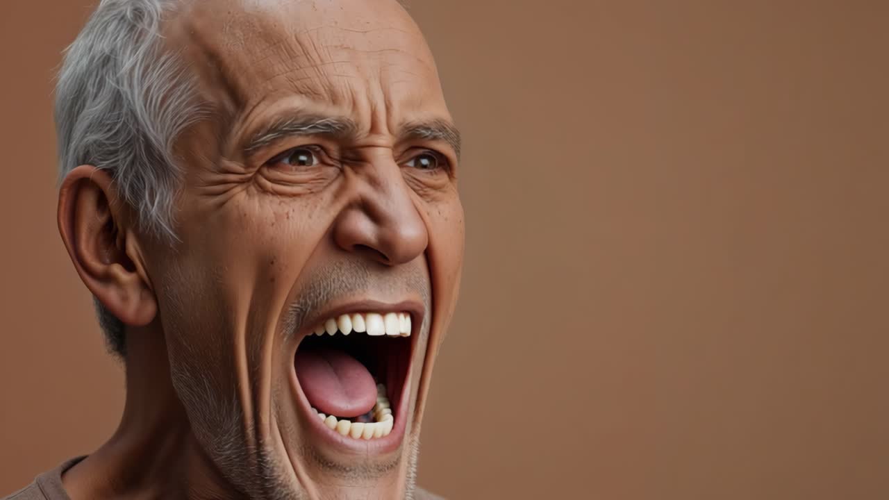An Elderly Man Yelling in Anger