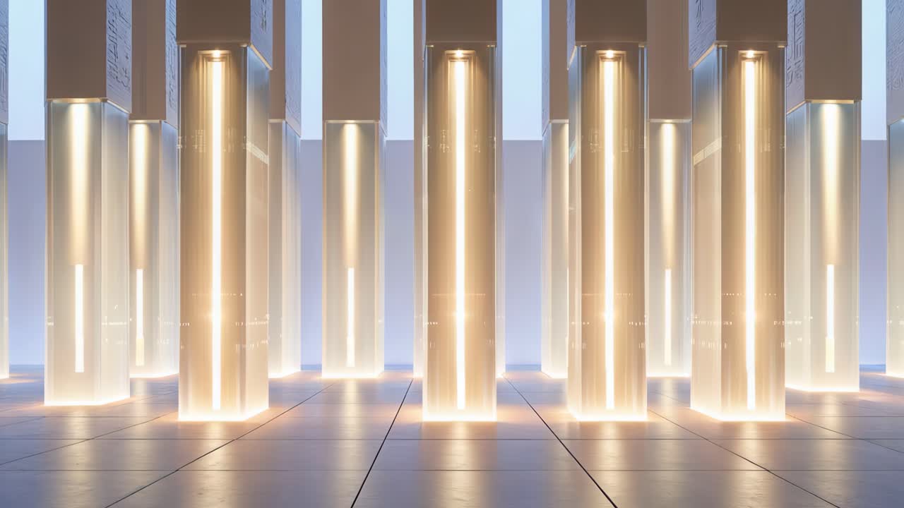 Modern interior with illuminated columns