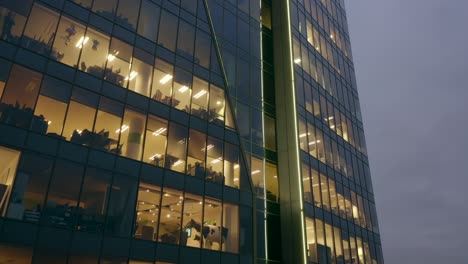 skyscraper at dusk.