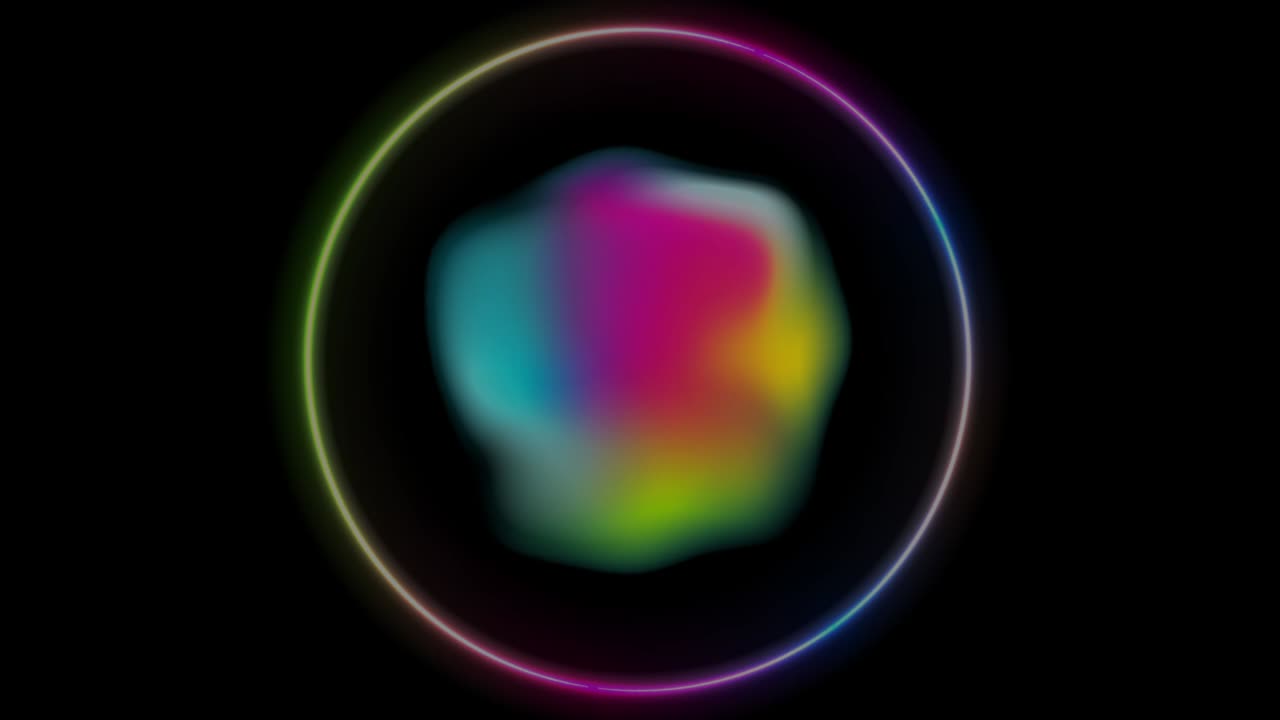 holográfico líquido forma geométrica y círculos de neón fondo de movimiento