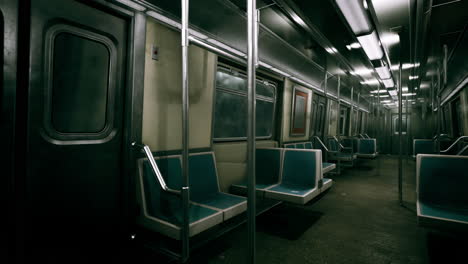 interior vacío del vagón del metro