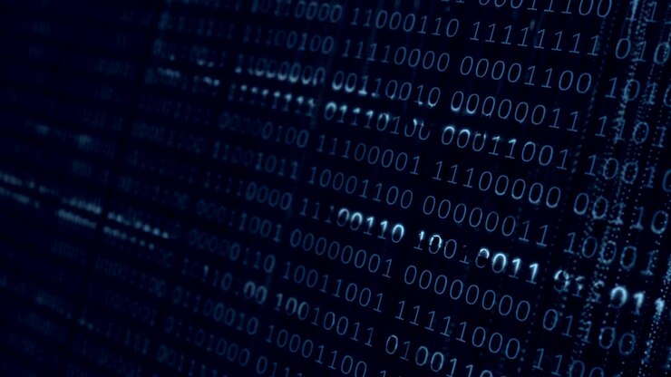 Blue Binary Digital Data Background.