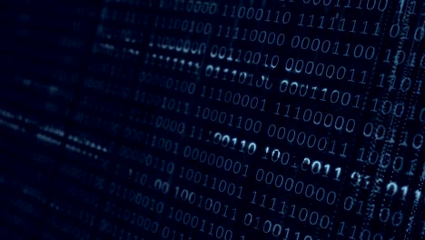 blue binary digital data background.