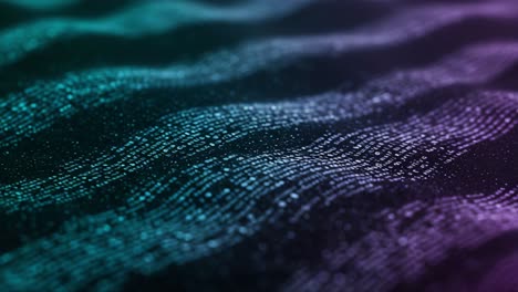an abstract visualization of data waves: exploring the intricate patterns of digital information flow with a neon glow against a dark background