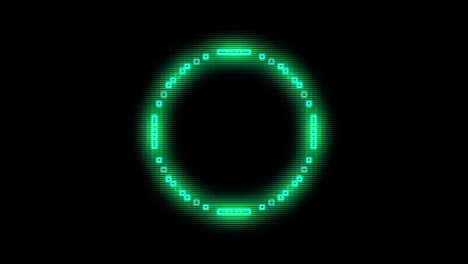 Animierte-Retro-8-Bit-Animation-Mit-Grünen,-Pulsierenden-Kreisen-Und-Schwarzem-Hintergrund