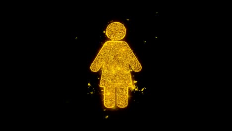 el ícono femenino de la mujer hace chispas en el fondo negro.