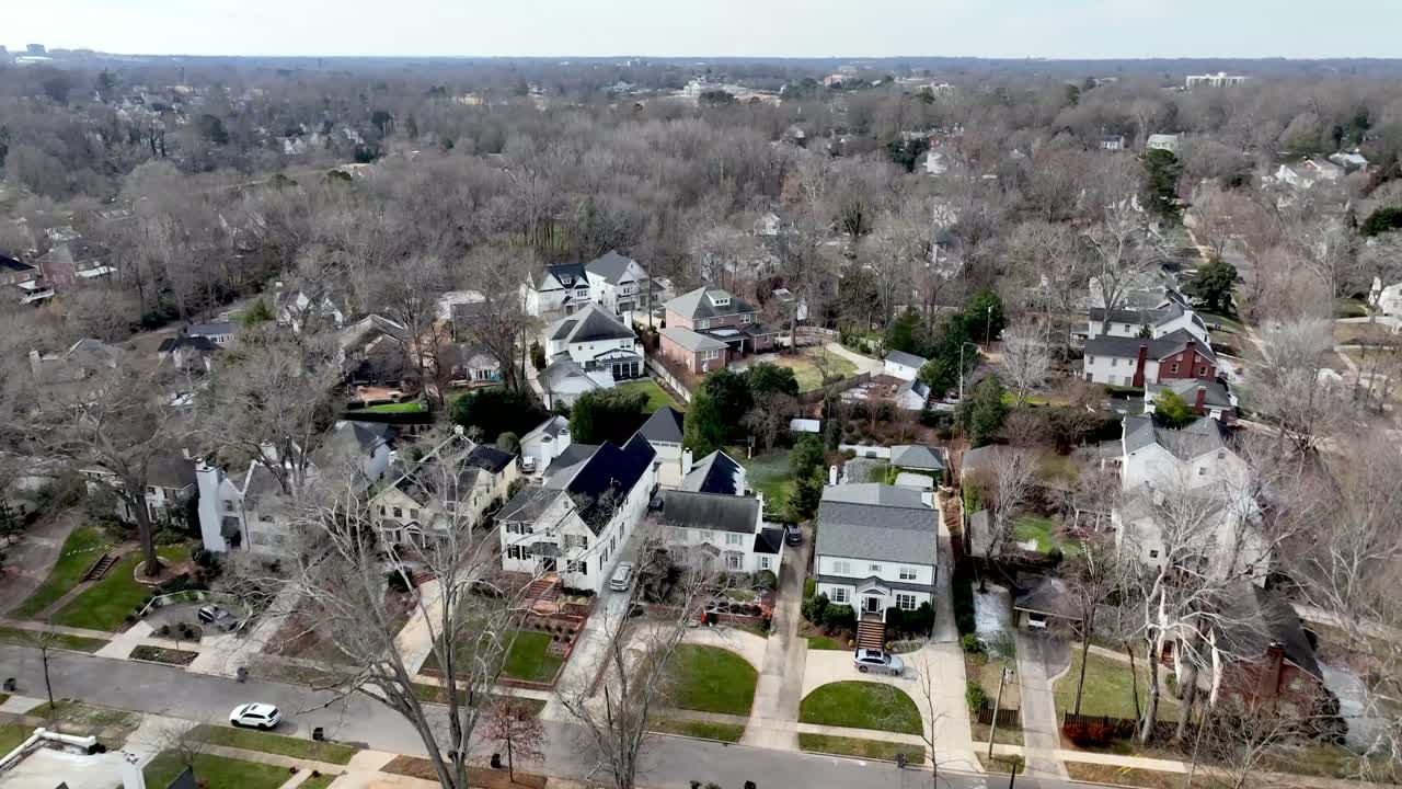 aerial of nice homes and neighborhood in charlotte nc, north carolina