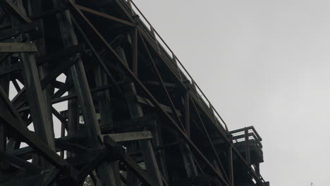 through the veil of mist, the old train bridge emerges like a forgotten sentinel in the heart of the forest. its moss covered structure exudes an ancient charm evoking a sense of wonder and curiosity.