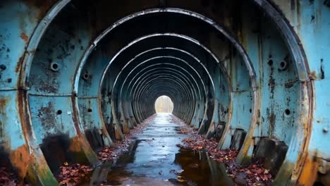 a long tunnel with a lot of water coming out of it