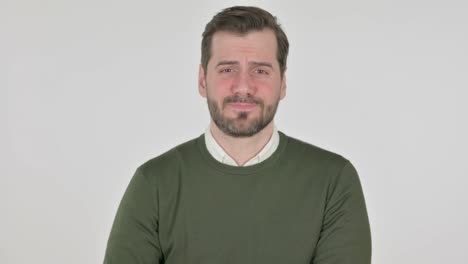 hombre enfermo toser, fondo blanco