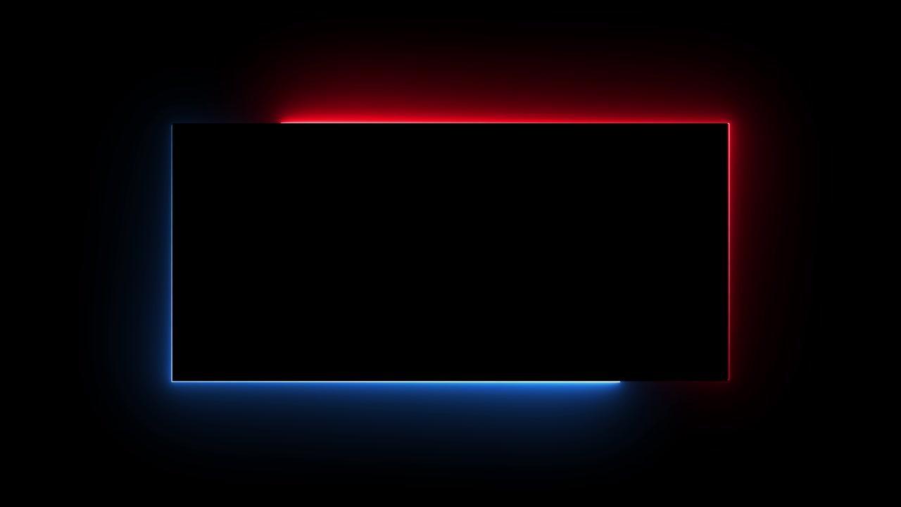 Cadre néon avec lumières rouges et bleues sur fond noir