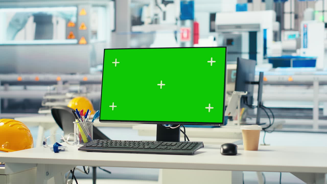 효율성을 향상시키기 위해 사용된 빈 광전자 공장의 그린 스크린 컴퓨터