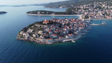 an aerial view of primosten, croatia