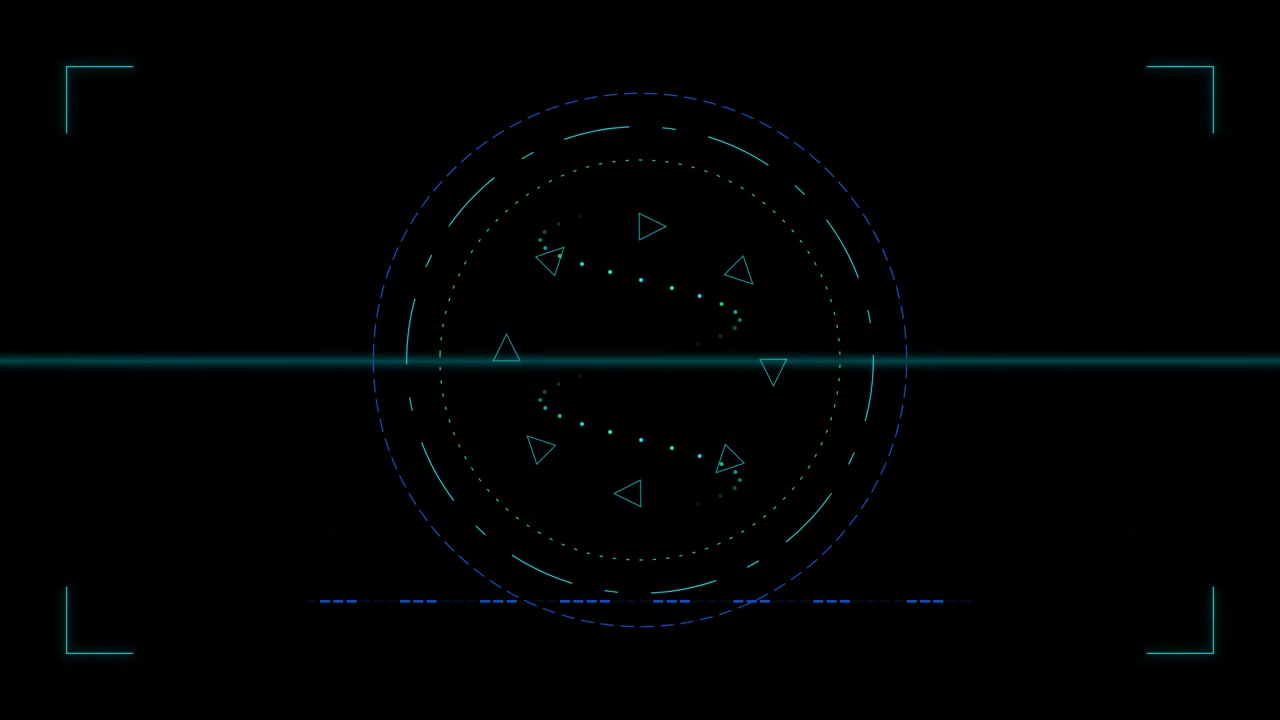 Futuristic Digital HUD Interface with Rotating Circular Elements