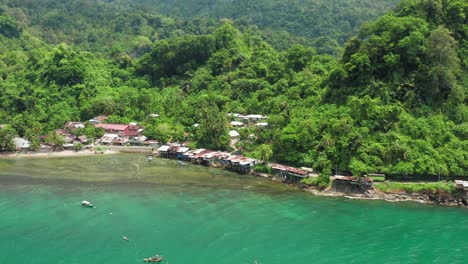 bird eyes view of a scenic coastal town on the shore of sumatra