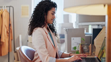 woman, face or small business by laptop for pride