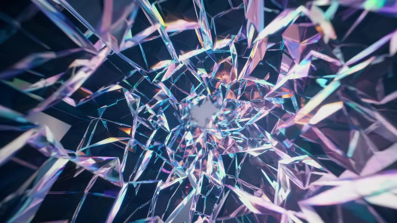 Flying Through a Shimmering Iridescent Crystal Tunnel