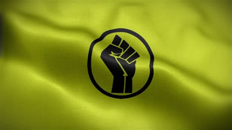 vista frontal del puño de powerflag ondeando en hd