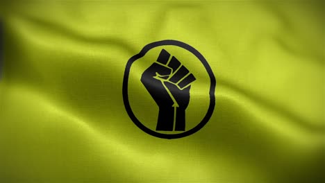 frontal view of the fist of powerflag flapping in hd