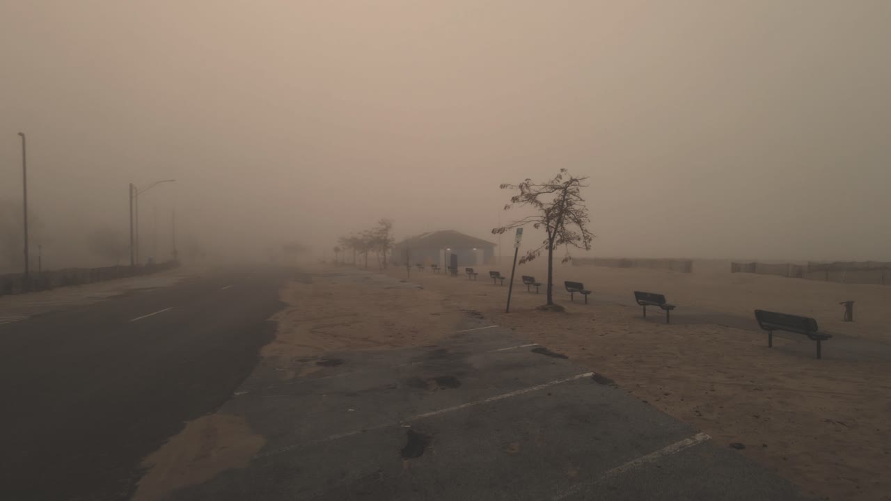 Heavy mist rolling off of Lake Michigan at Pere Marquette
